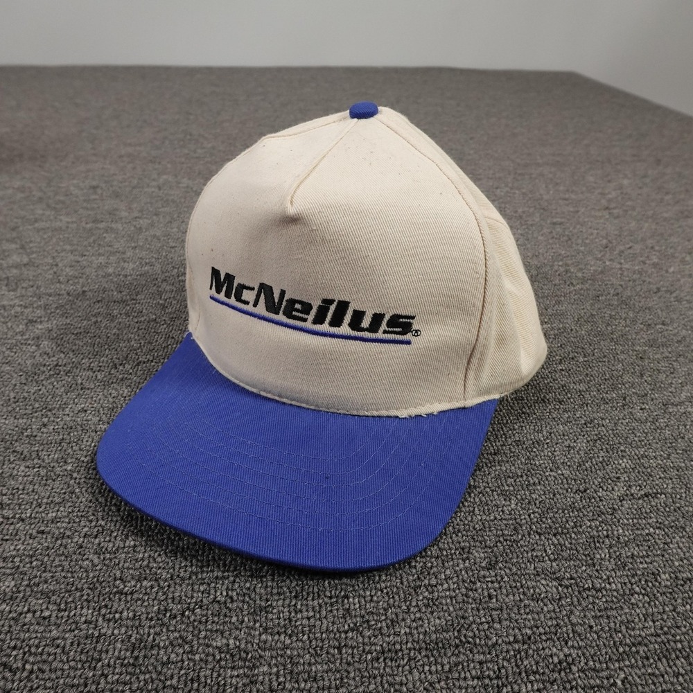 Vintage KC McNeilus Hat Cap Snap Back One Size Beige‎ Blue Mens Truck 90s